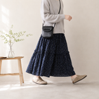 S-XL 上品見え Aライン 切り替え プリント 花柄 カジュアル スカート S 写真通り