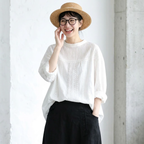 M-2XL さりげない甘さ なみなみレースの大人ブラウス M ホワイト
