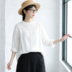 M-2XL さりげない甘さ なみなみレースの大人ブラウス M ホワイト