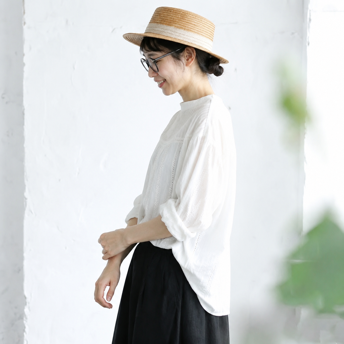 M-2XL さりげない甘さ なみなみレースの大人ブラウス M ホワイト