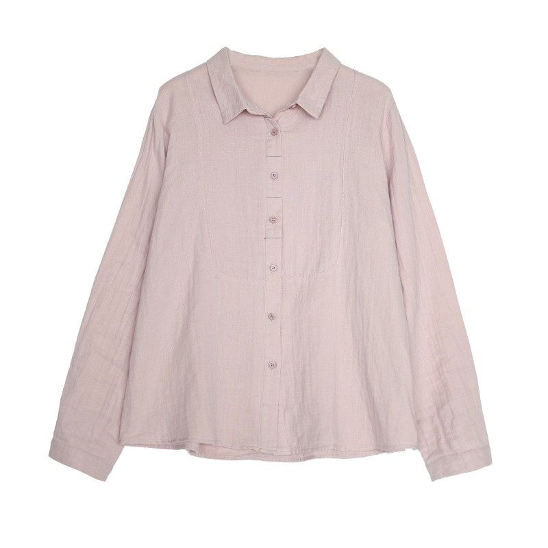 L-2XL きれいめ 秋向き 重ね着対応 デザイン切り替え ロングスリーブ シャツ L ロータスピンク