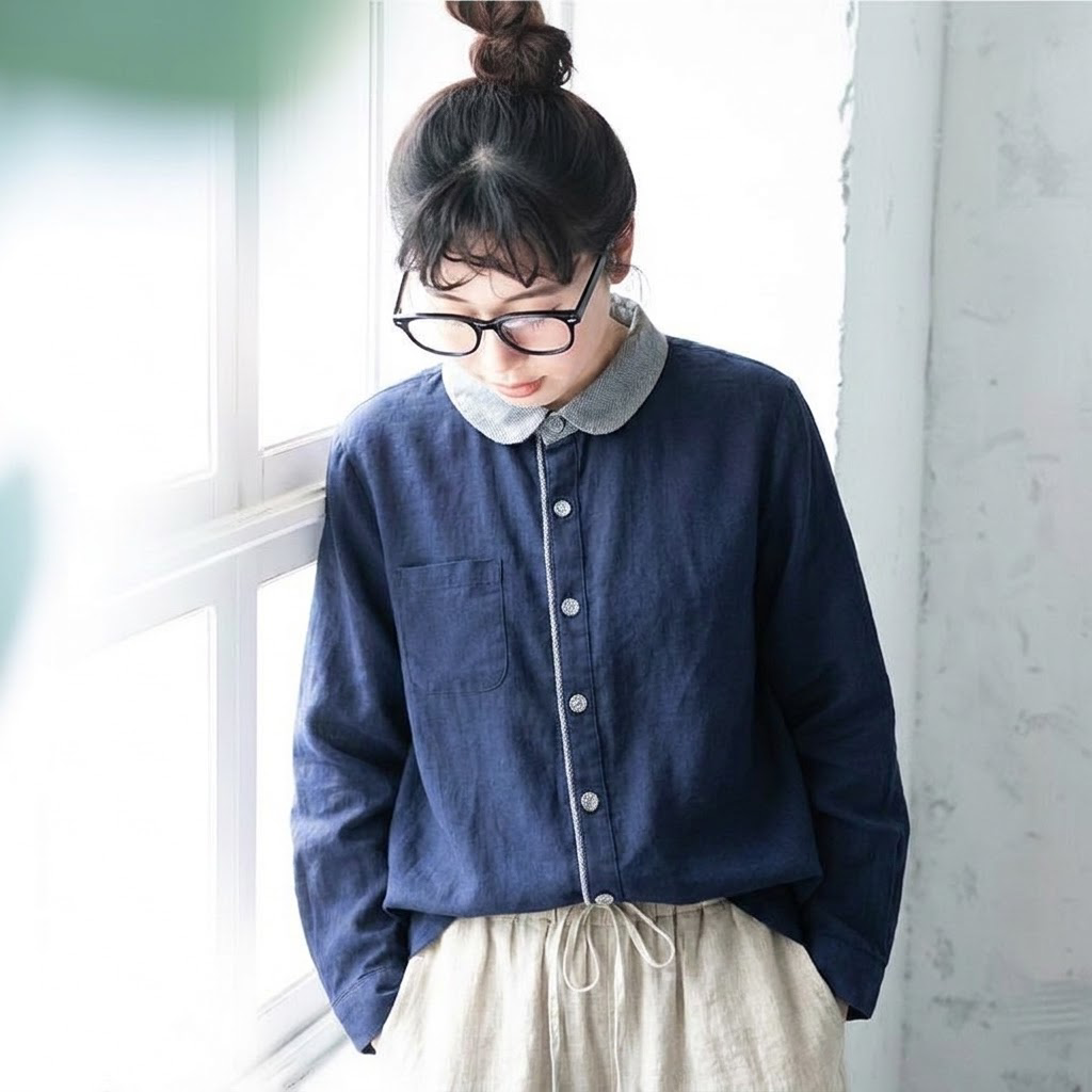 SML きれいめ 肌寒い日向け 体型カバー ロングスリーブ シャツ S ホワイト