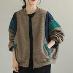 M-2XL 女性に大人気 耐久性 シンプル 配色 ジャケット M コーヒー