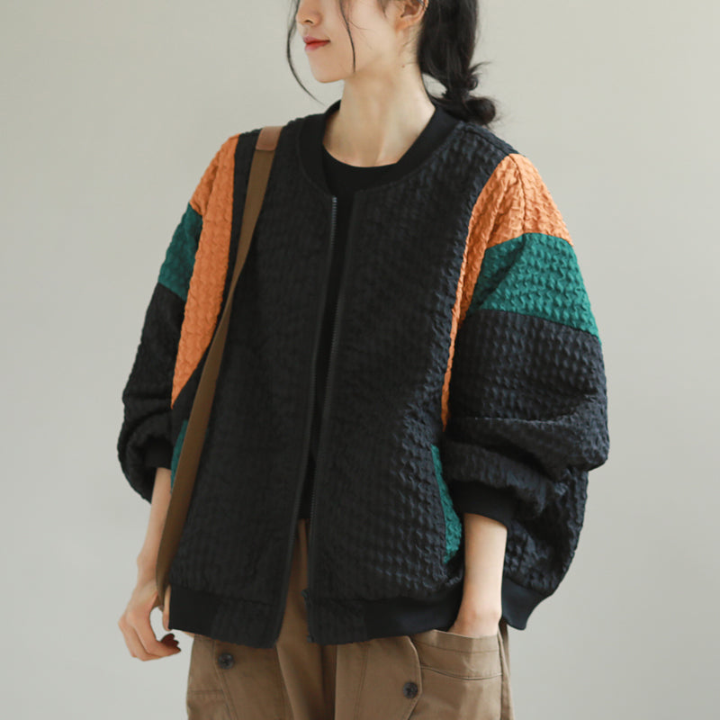 M-2XL 女性に大人気 耐久性 シンプル 配色 ジャケット M コーヒー