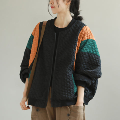 M-2XL 女性に大人気 耐久性 シンプル 配色 ジャケット M コーヒー