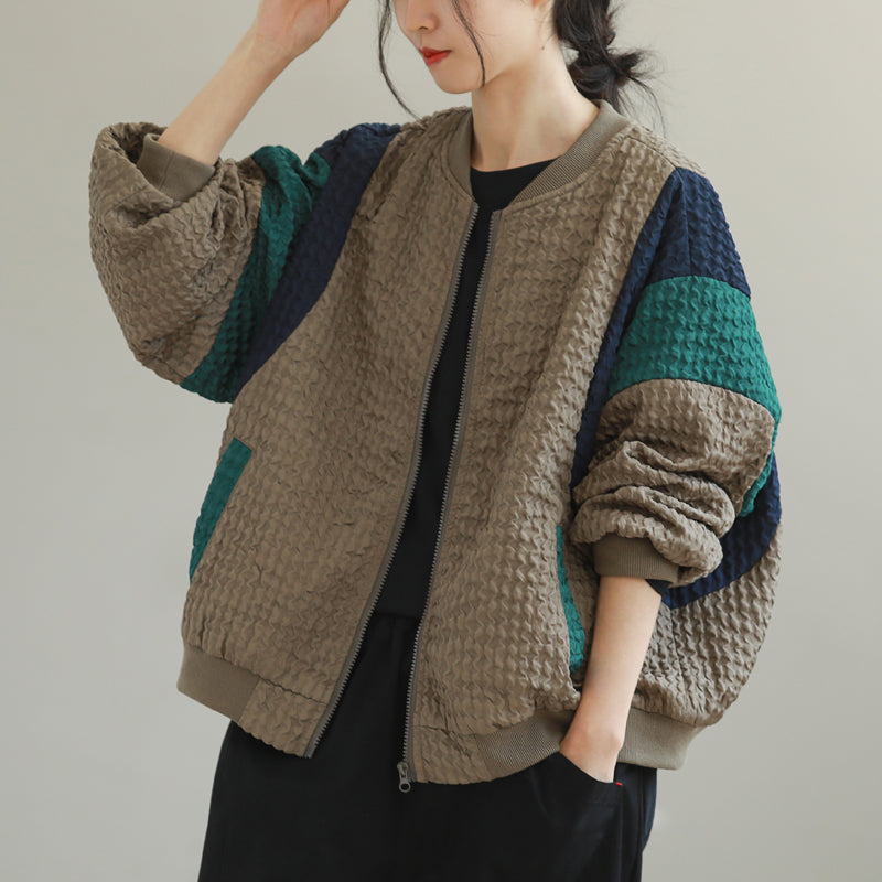 M-2XL 女性に大人気 耐久性 シンプル 配色 ジャケット 2XL コーヒー