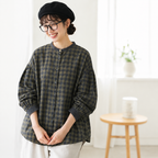 M-2XL 柔らかくて優しい印象 ナチュラル チェック柄 長袖 シャツ M 写真通り