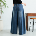M-2XL  切り替え 無地 ポケット付き ロング丈 ボタン  ジーンズ M ブラック