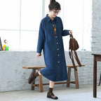M-2XL 着回し ルーズシルエット デニム シャツワンピース M ライトブルー