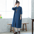M-2XL 着回し ルーズシルエット デニム シャツワンピース 2XL ライトブルー