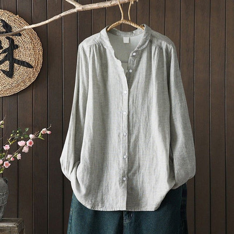 M-2XL ストレート 季節の変わり目 長く着られる 長袖 シャツ M グレー