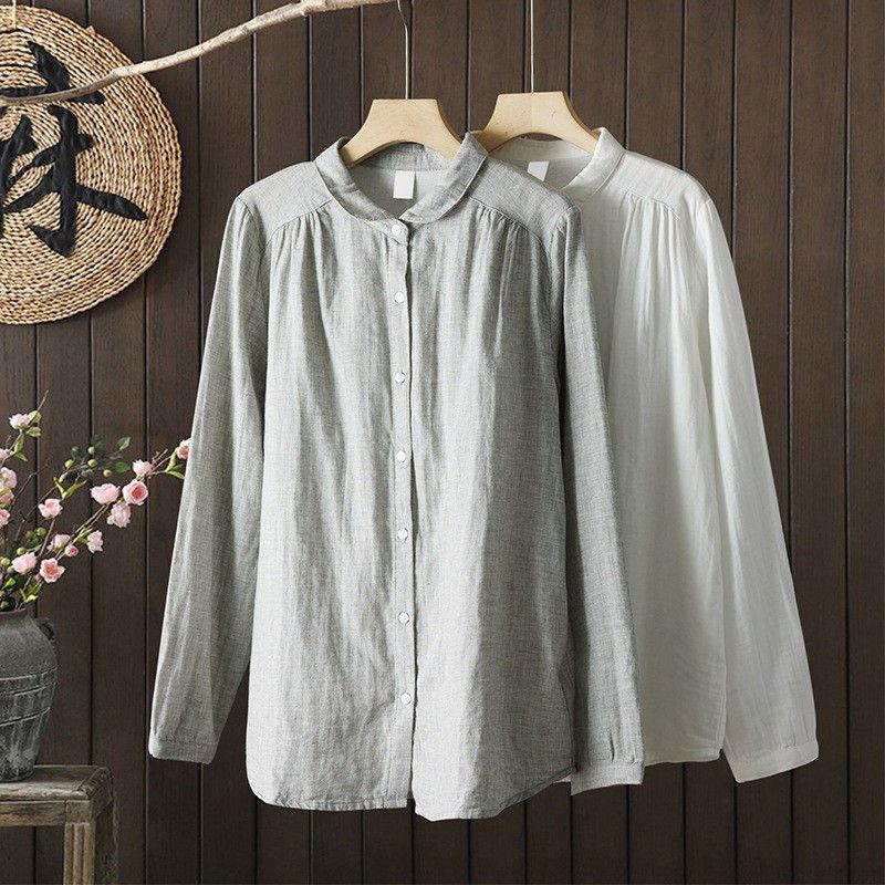 M-2XL ストレート 季節の変わり目 長く着られる 長袖 シャツ M グレー