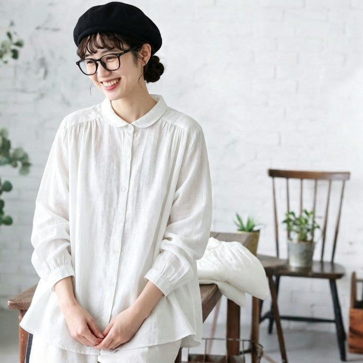 M-2XL ストレート 季節の変わり目 長く着られる 長袖 シャツ 2XL ホワイト