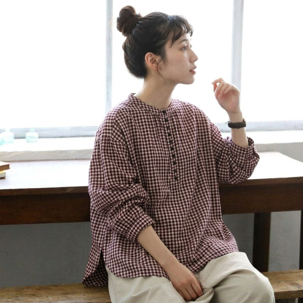 多色お選び可 森ガール ボタン半開き 長袖 シャツ フリー 写真通り２