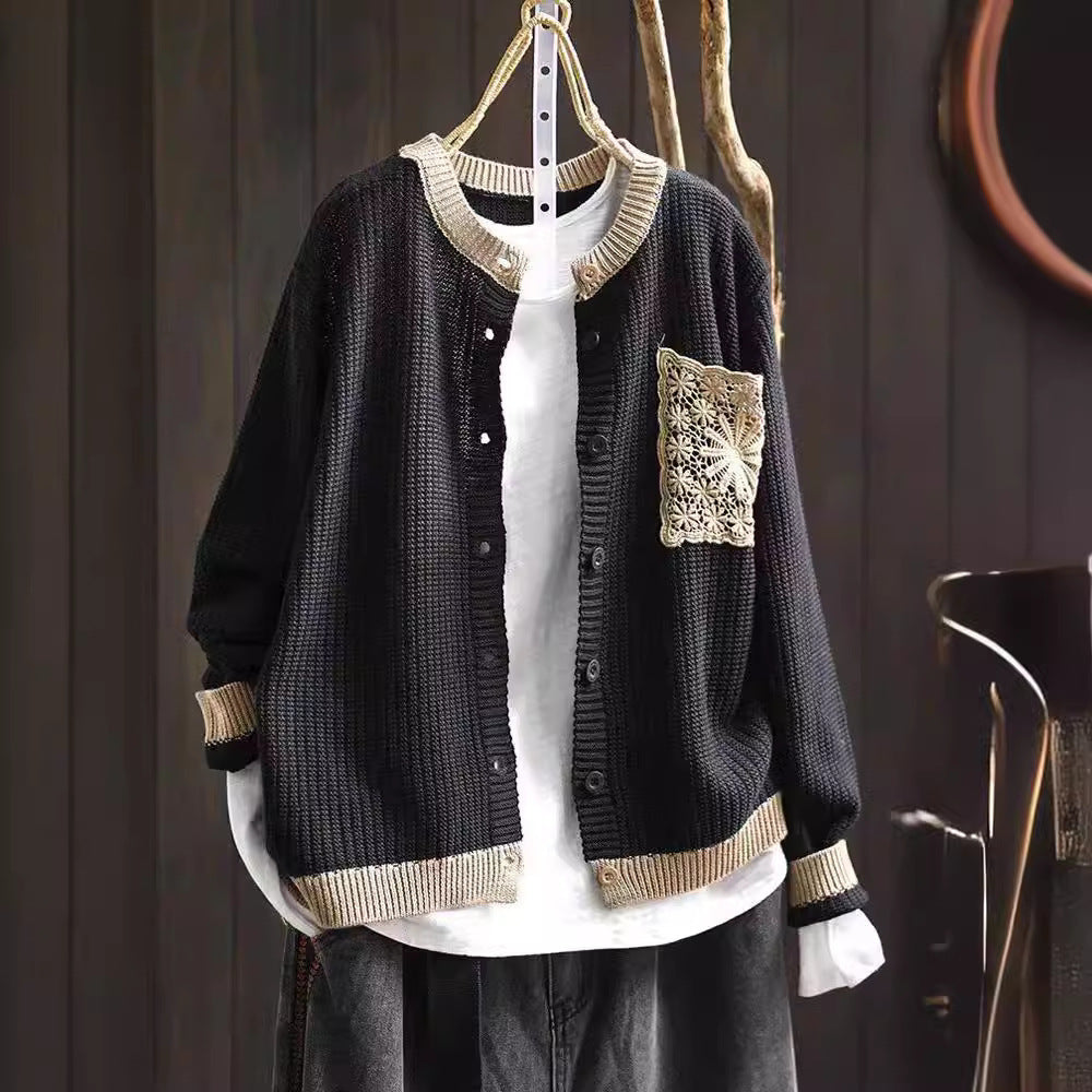 S-3XL  ほっこりと馴染むニット羽織り S ダークグリーン