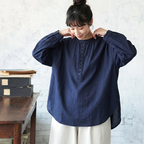 多色お選び可 森ガール ボタン半開き 長袖 シャツ フリー 写真通り7
