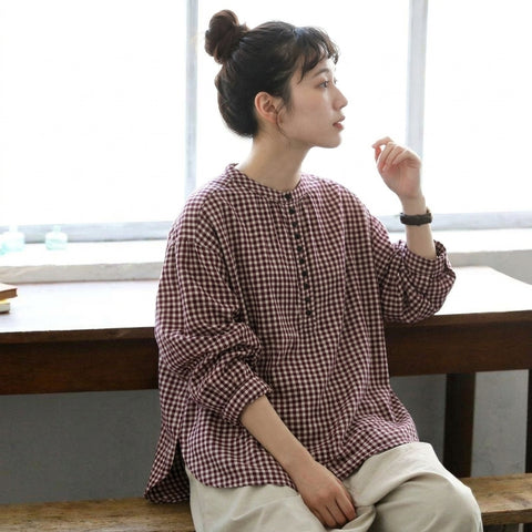 多色お選び可 森ガール ボタン半開き 長袖 シャツ フリー 写真通り1