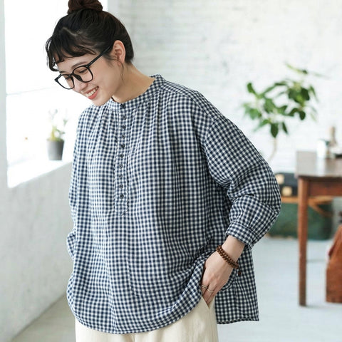 多色お選び可 森ガール ボタン半開き 長袖 シャツ フリー 写真通り1