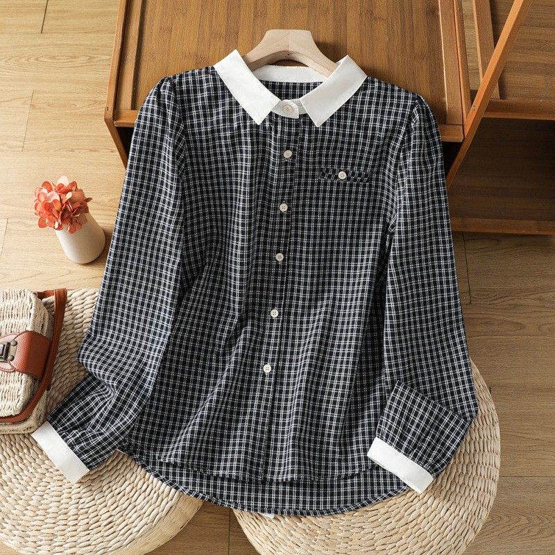 M-2XL 配色切り替え 刺繍デザイン 軽やか 長袖 シャツ M 写真通り