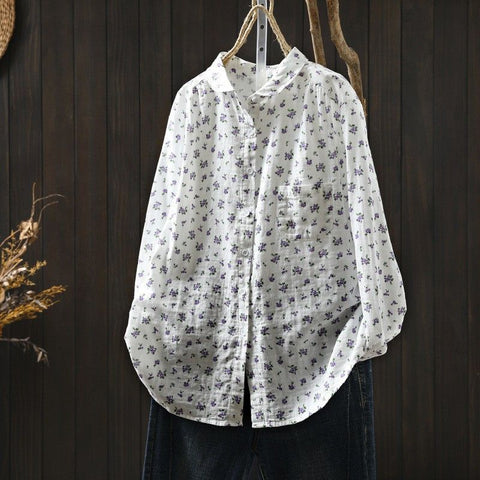 F ダブルガーゼ いつもの服に 花を咲かせるブラウス フリー ダークグレー