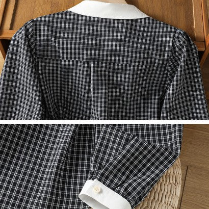 M-2XL 配色切り替え 刺繍デザイン 軽やか 長袖 シャツ M 写真通り