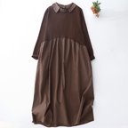 M-2XL 女性らしさ全開♡ 長袖 Aライン 無地 切り替え POLOネック シンプル ワンピース M ベージュ