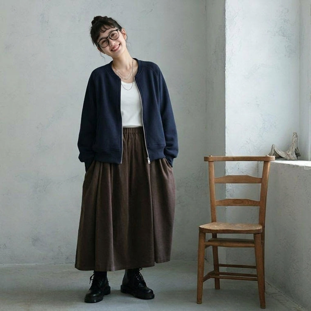 M-3XL カジュアル ファッション ファスナー ラウンドネック 無地 長袖 ジャケット M アイボリー