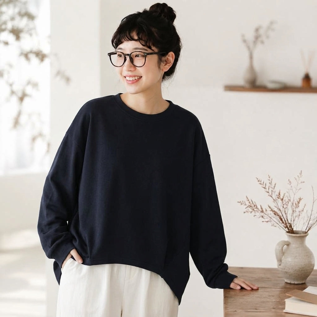 【コットン】ML 超快適 テクスチャ 肌触り柔らかい 無地 Tシャツ M ホワイト