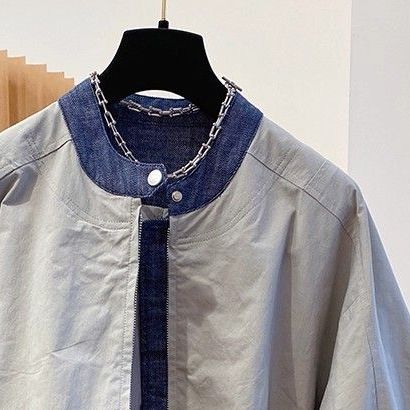 M-2XL 大人のお洒落をキャッチ! 切り替え 長袖 配色 ジャケット M 写真通り