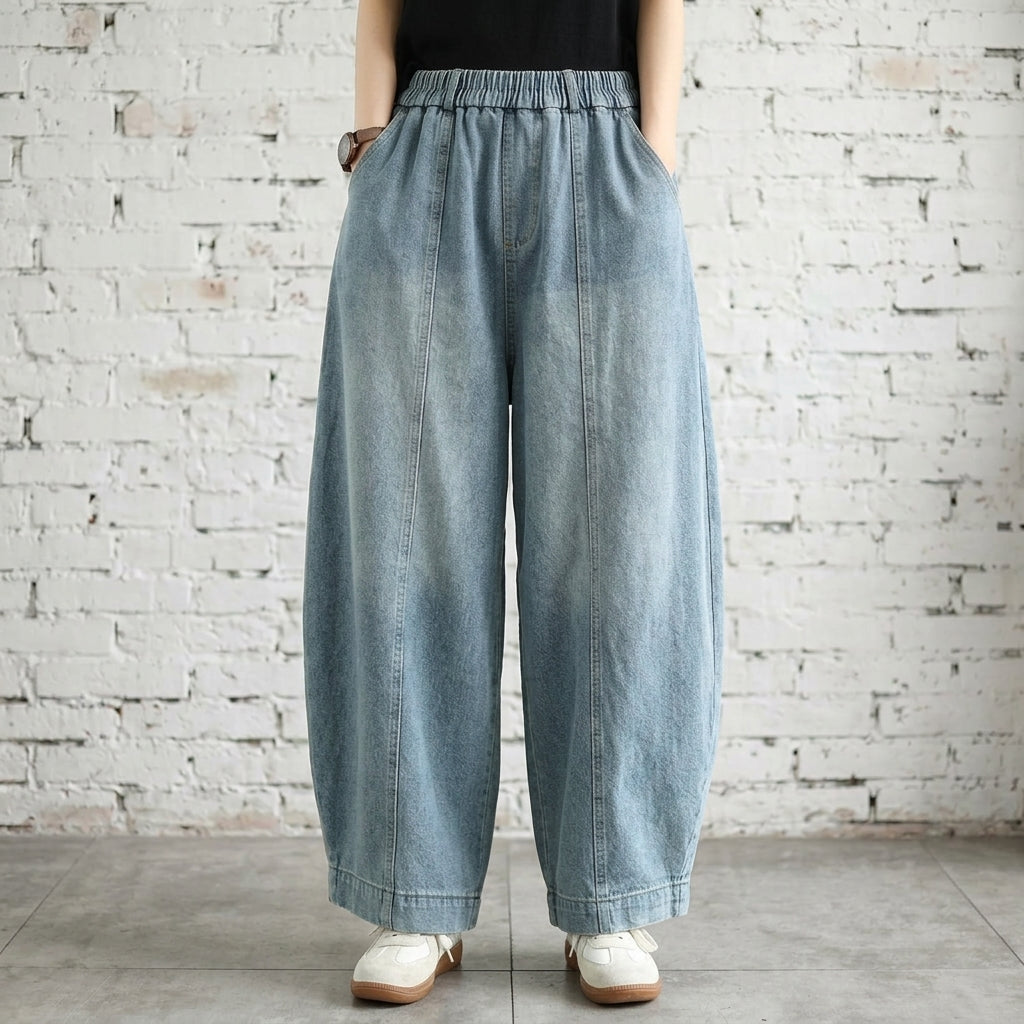 M-2XL カジュアル 無地 デニム ジーンズ M ライトブルー