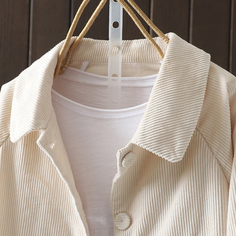 M-2XL コーデュロイ 折り襟 前開き 長袖ジャケット M 写真通り