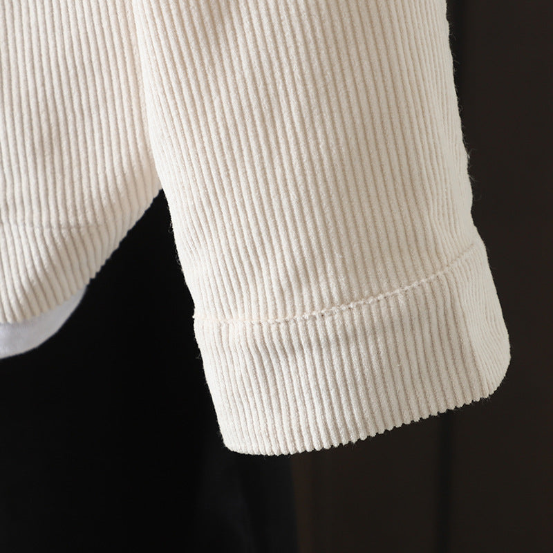 M-2XL コーデュロイ 折り襟 前開き 長袖ジャケット M 写真通り