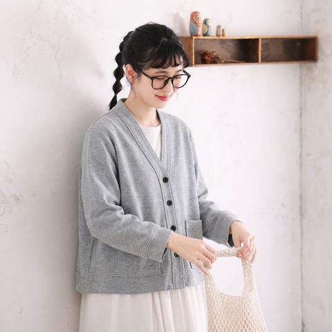 M-2XL 女性に大人気 無地 ビックシルエット ポケット付き カーディガン M ブラック