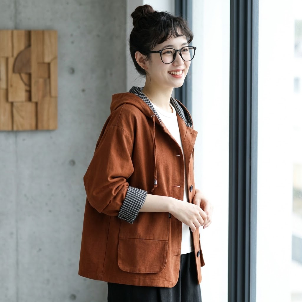 M-2XL 人気商品 ファッション チェック柄 無地 フード付き シングルブレスト 長袖 トレンチコート 2XL オレンジイエロー