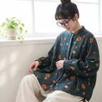 M-3XL 散歩の日に似合うコスモス柄ブラウス M コスモス