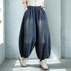 M-2XL 人気新品 ドット柄 プリント カジュアル スリム効果 ジーンズ 2XL ブルー