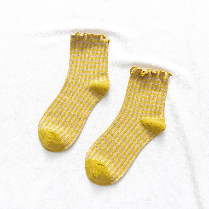 3足セット 女性に大人気 チェック柄 通気性 柔らかい肌触り ソックス フリー ブラック+グレー+ブルー