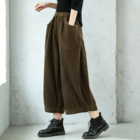 M-3XL コーデュロイ シンプル アンクル丈 カジュアルパンツ M コーヒー