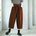 M-3XL コーデュロイ シンプル アンクル丈 カジュアルパンツ M コーヒー