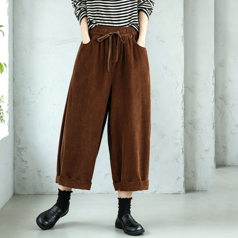 M-3XL コーデュロイ シンプル アンクル丈 カジュアルパンツ M コーヒー