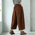 M-3XL コーデュロイ シンプル アンクル丈 カジュアルパンツ M コーヒー