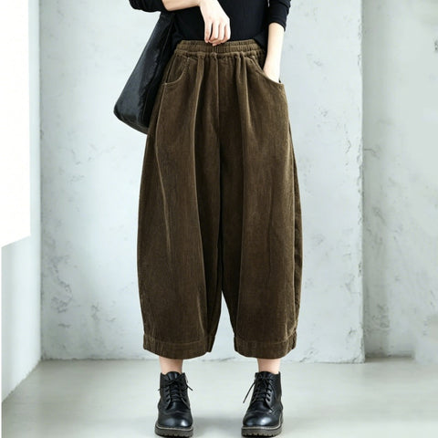 M-3XL コーデュロイ シンプル アンクル丈 カジュアルパンツ M コーヒー