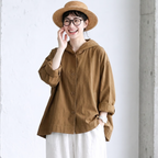 M-2XL コットン 無地 切り替え 落ち肩スリーブ 長袖 レトロ ジャケット M カーキ