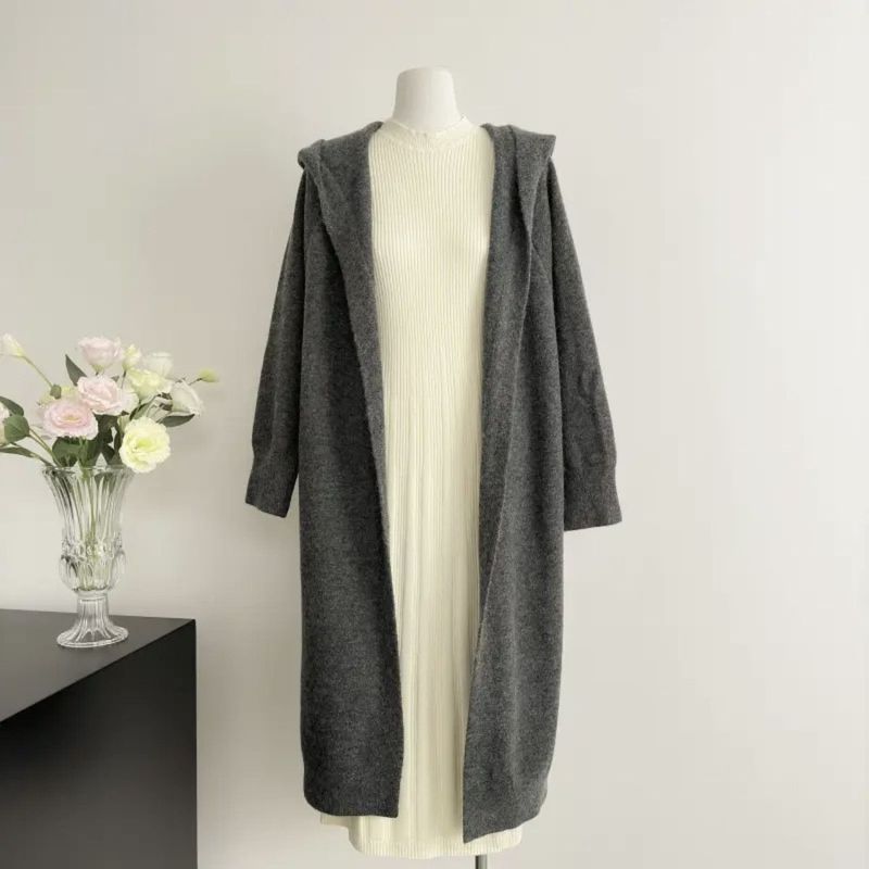 XS-2XL 新商品＆再入荷 長袖 無地 フード付き カーディガン XS ダークグレー