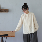 M-2XL 人気新品 長袖 無地 刺繍 スウィート スタンドネック シングルブレスト シャツ M アプリコット