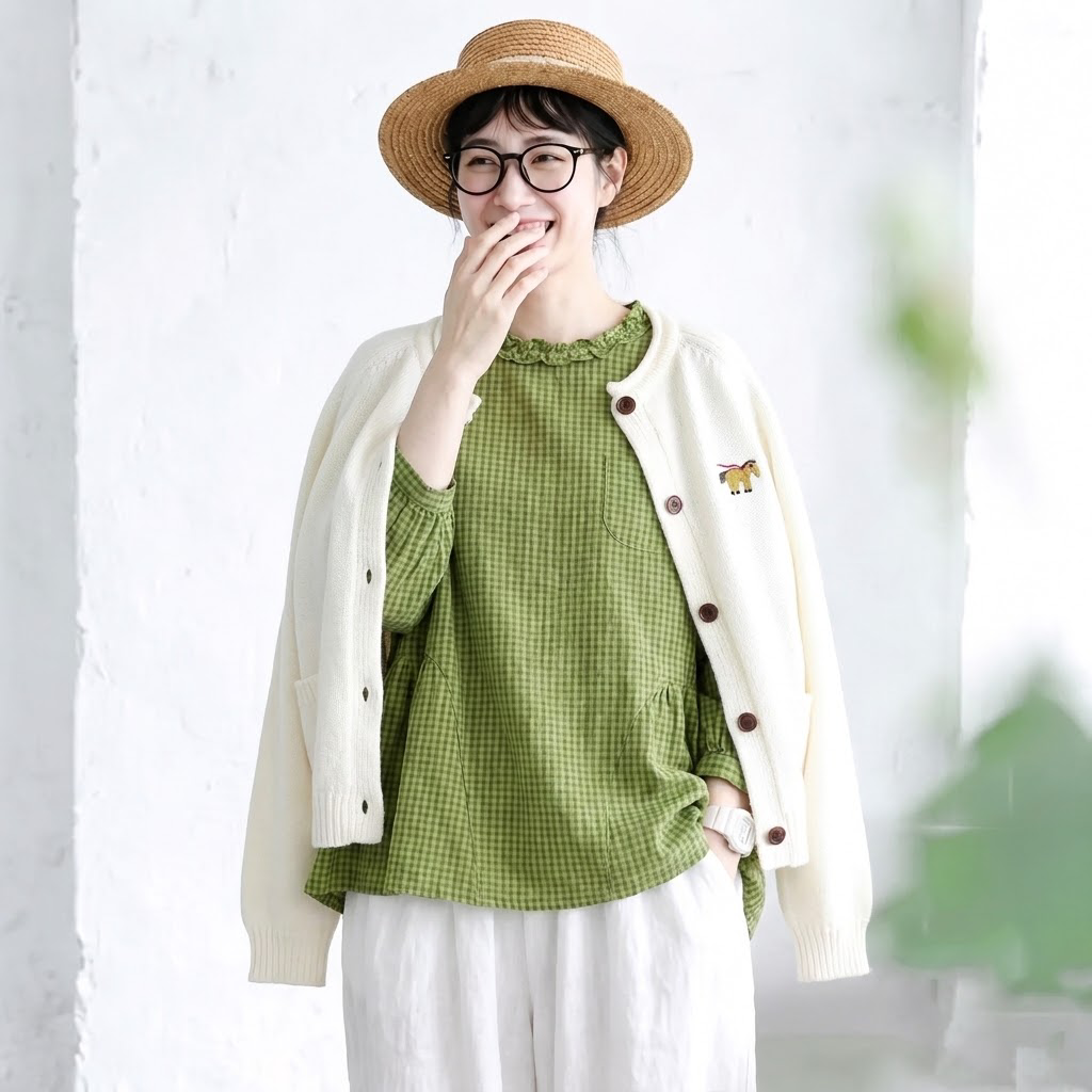 S-2XL 無地 ボタン 刺繍 長袖 カジュアル カーディガン S ホワイト