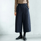 M-2XL 新作入荷 無地 スリム効果 ハイウエスト 8分丈 フェミニン ガウチョパンツ 2XL ネイビー