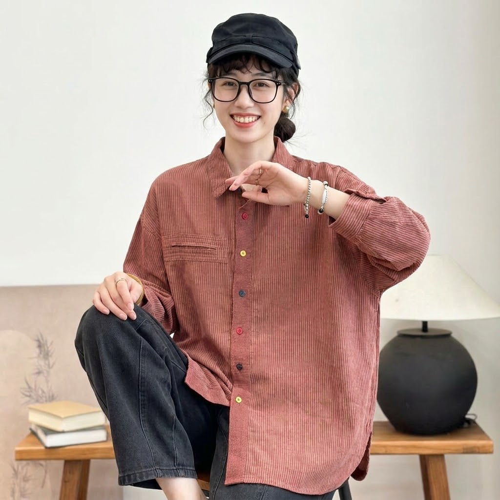 新発売！折り襟 シングルブレスト レトロ ストライプ柄 スリム効果 長袖 シャツ フリー ブルー