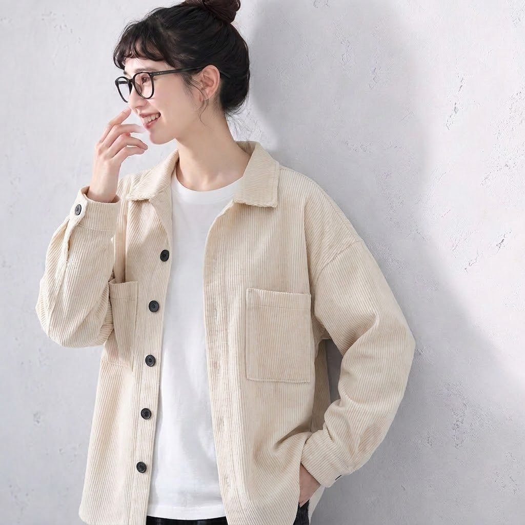 L-4XL 新発売！長袖 無地  上品見え 肌触り柔らかい ジャケット L アイボリー
