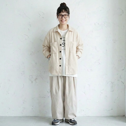 L-4XL 新発売！長袖 無地  上品見え 肌触り柔らかい ジャケット L アイボリー